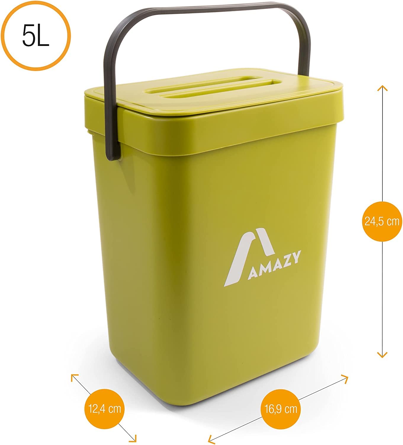 Secchio Per Compost Da Cucina 5L - Con Coperchio Appendiabile Per Rifiuti Organici - Foto 10