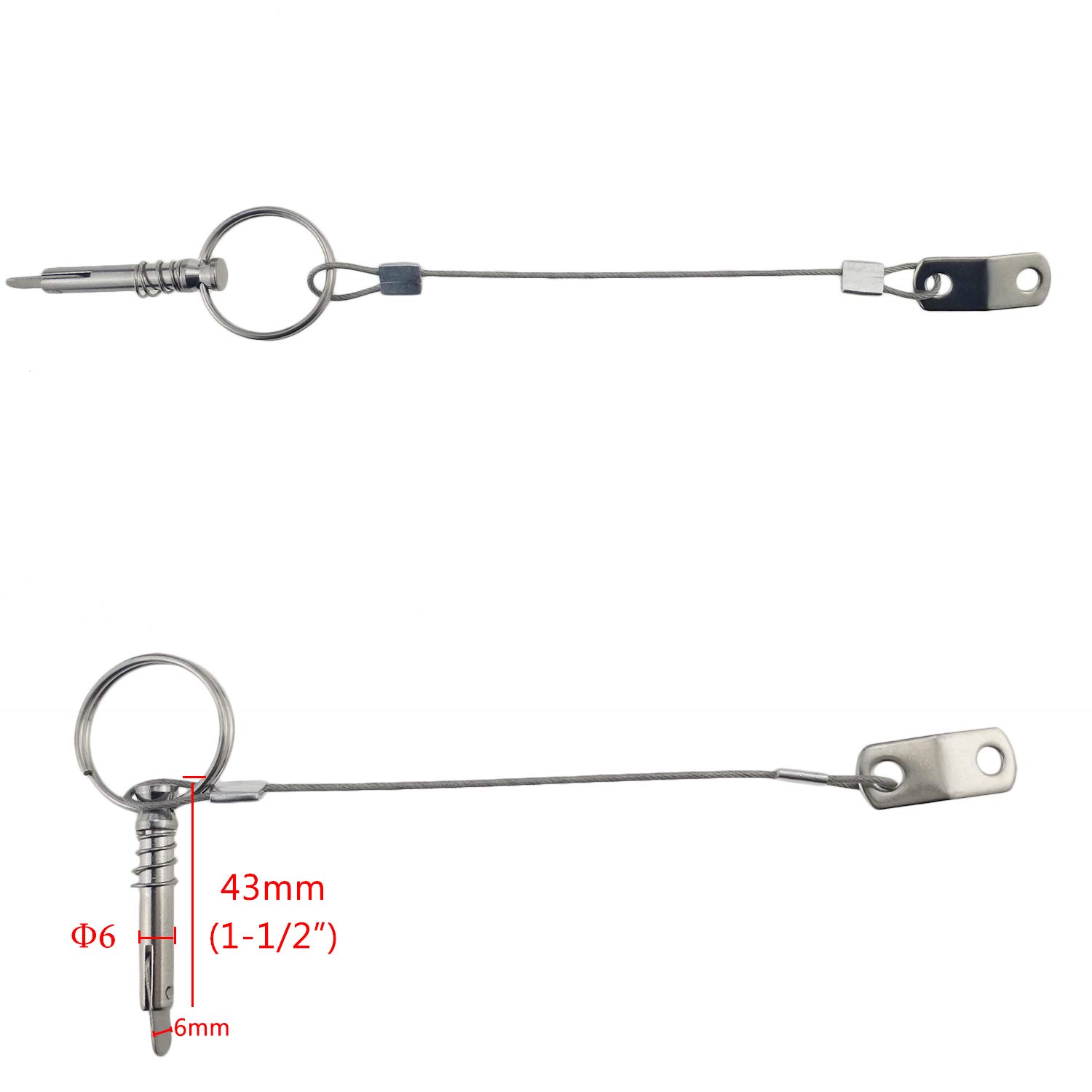 Quick Release Pin 2-Pack — 1/4" Diameter, 3-3/4" Length, 316 Stainless Steel Bimini Top Pin For Marine Use - View #3