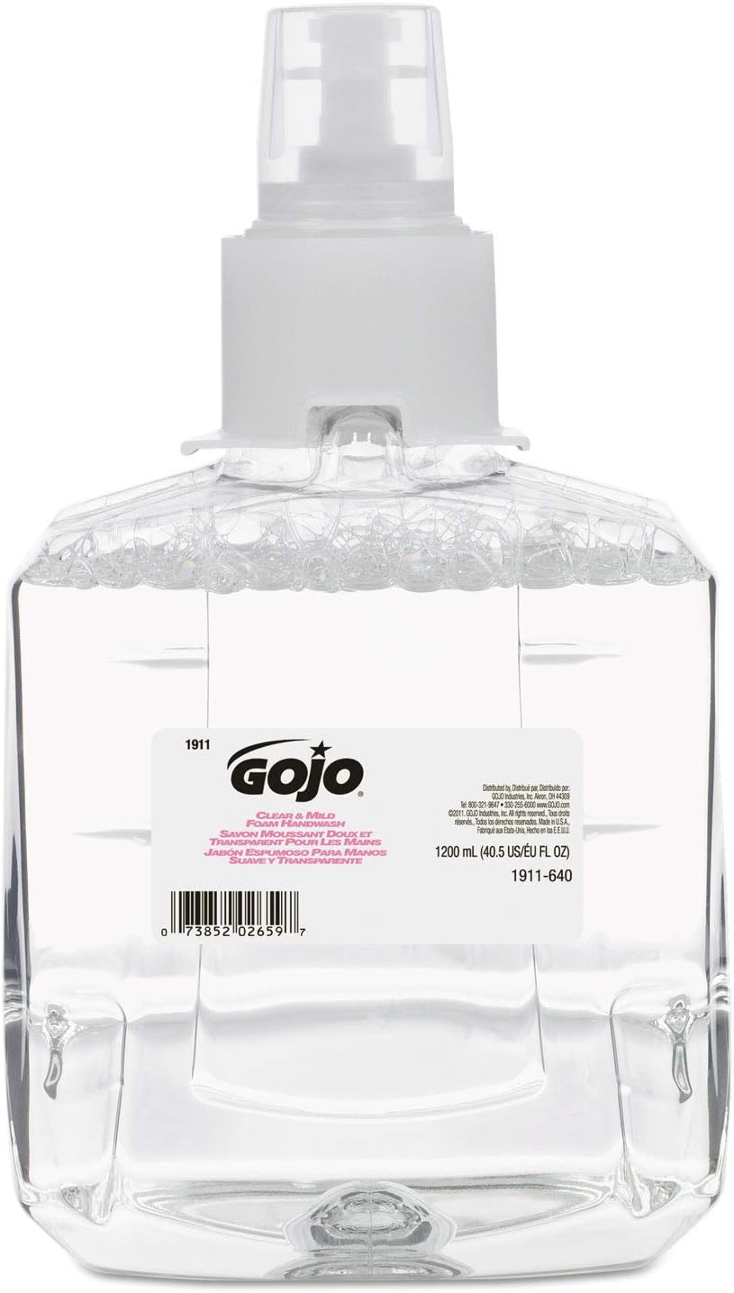 GOJO 191102EA Clear & Mild Foam Handwash Refill, Fragrance-Free, 1200mL Refill