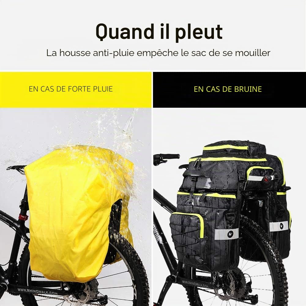 Rhinowalk Sacoche de vélo 3 en 1 pour Porte-Bagages de vélo, Sacoche à bandoulière, Sacoche pour Ordinateur Portable, Porte-Bagages, Accessoires de Cyclisme Professionnels