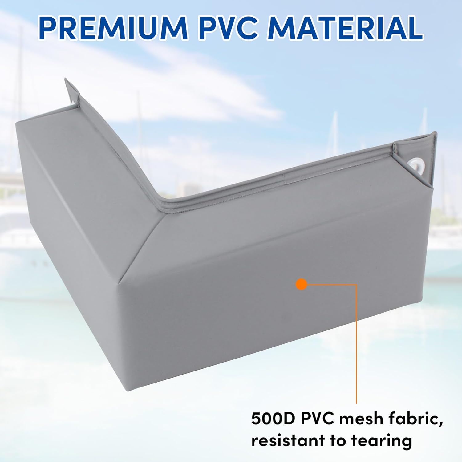 ORLANG 2Pack Dock Corner Bumpers,PVC Boat Dock Fenders with Stainless Steel Screws,Boat Dock Guards,Docking Edging Guard for Docking Edges, Corner Dock or Piers Edge(Grey)