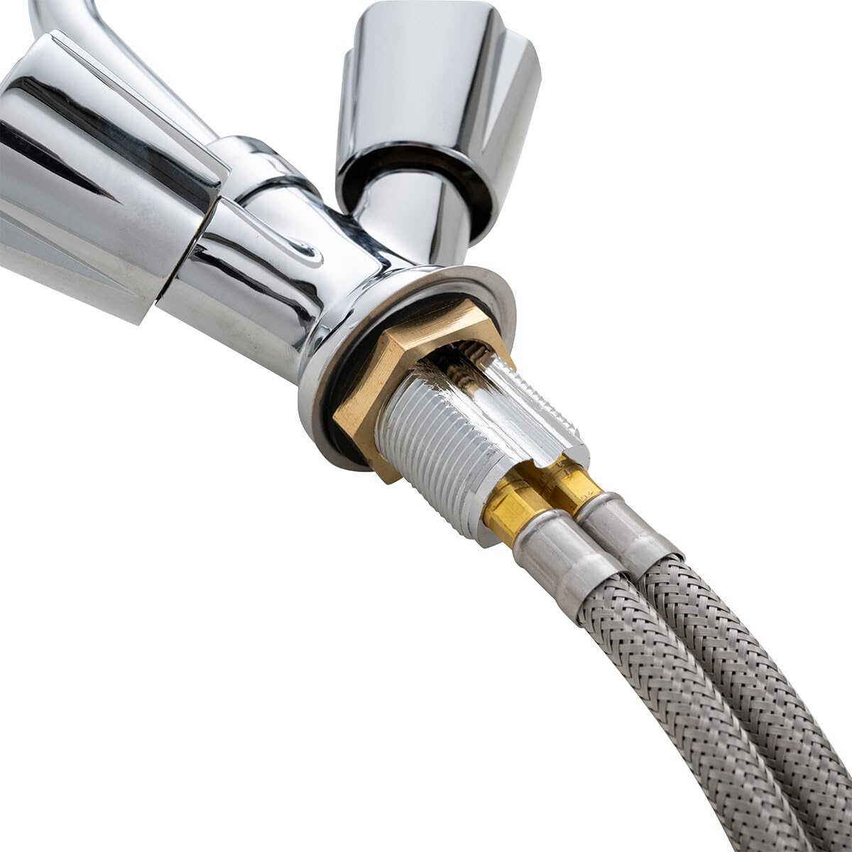 GastroHero Einloch Geschirrwaschbrause, Messing 1LMBT_PROFI | Mischbatterie, Kalt- & Warmwasseranschluss, Tischmontage, Lochbohrung Ø 30-32 mm, Wasserhahn 300 mm, Made in Europe