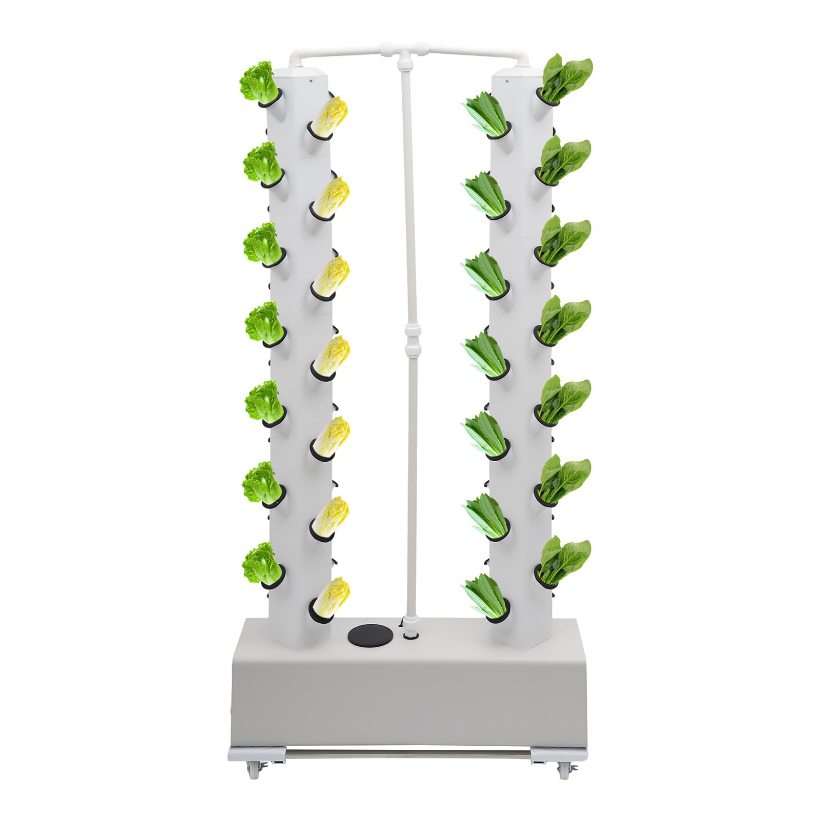 Sistema idroponico 56 fori, Torre idroponica verticale con rulli e timer, Impianto di irrigazione automatica, coltivazione senza terra Torre idroponica giardino con serbatoio d'acqua 30L