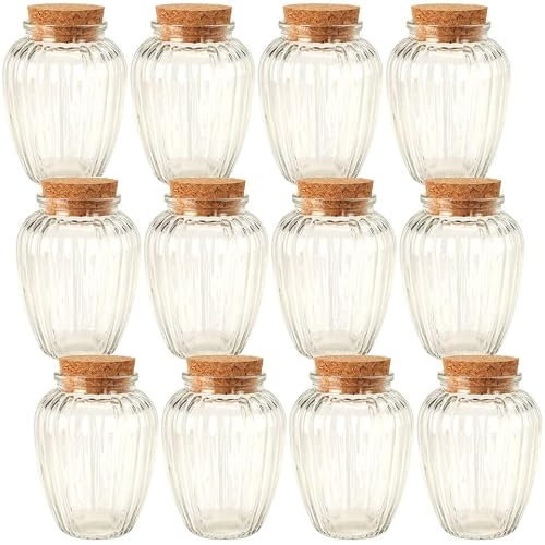 Urbn Living (280Ml Ribbed, 12) 6/12 Glass Food Storage Jars Containers Cork Lids