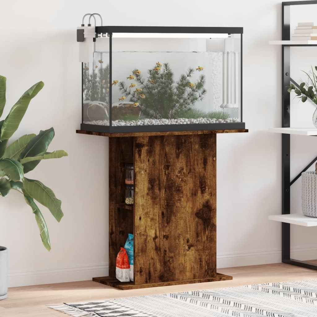 Homgoday Aquariumständer Aquarium Unterschrank Aquarium Tisch Aquarien Schrank Aquarienunterschrank Terrarium Schrank Räuchereiche 36x75x72,5 cm Holzwerkstoff