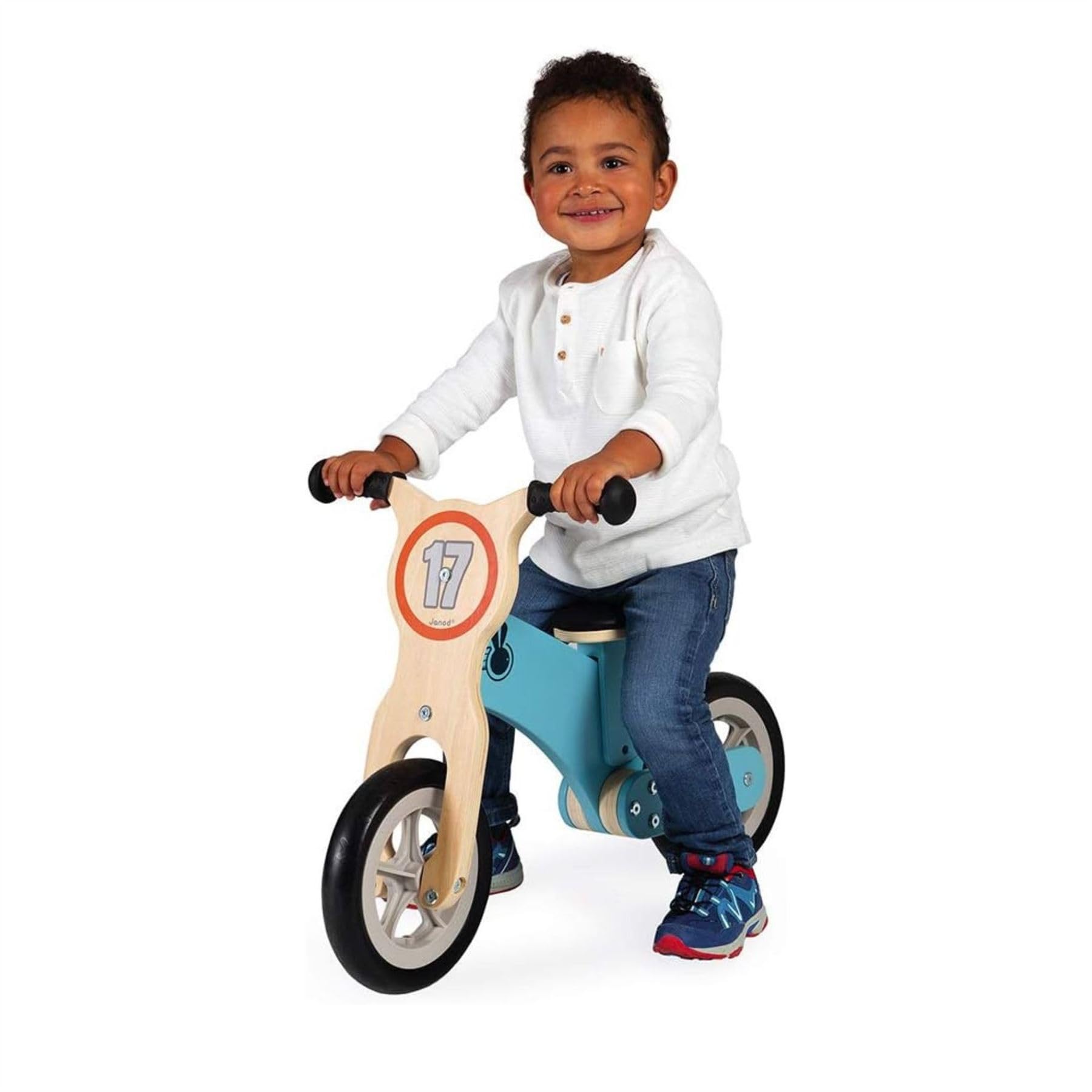 Janod - Bikloon ‘Little Racer’ - Laufrad aus Holz - Lernlaufrad - Motorik und Gleichgewichtssinn Entwickeln - Kinder Holzspielzeug - FSC-Zertifiziert - Ab 2 Jahren, J03285