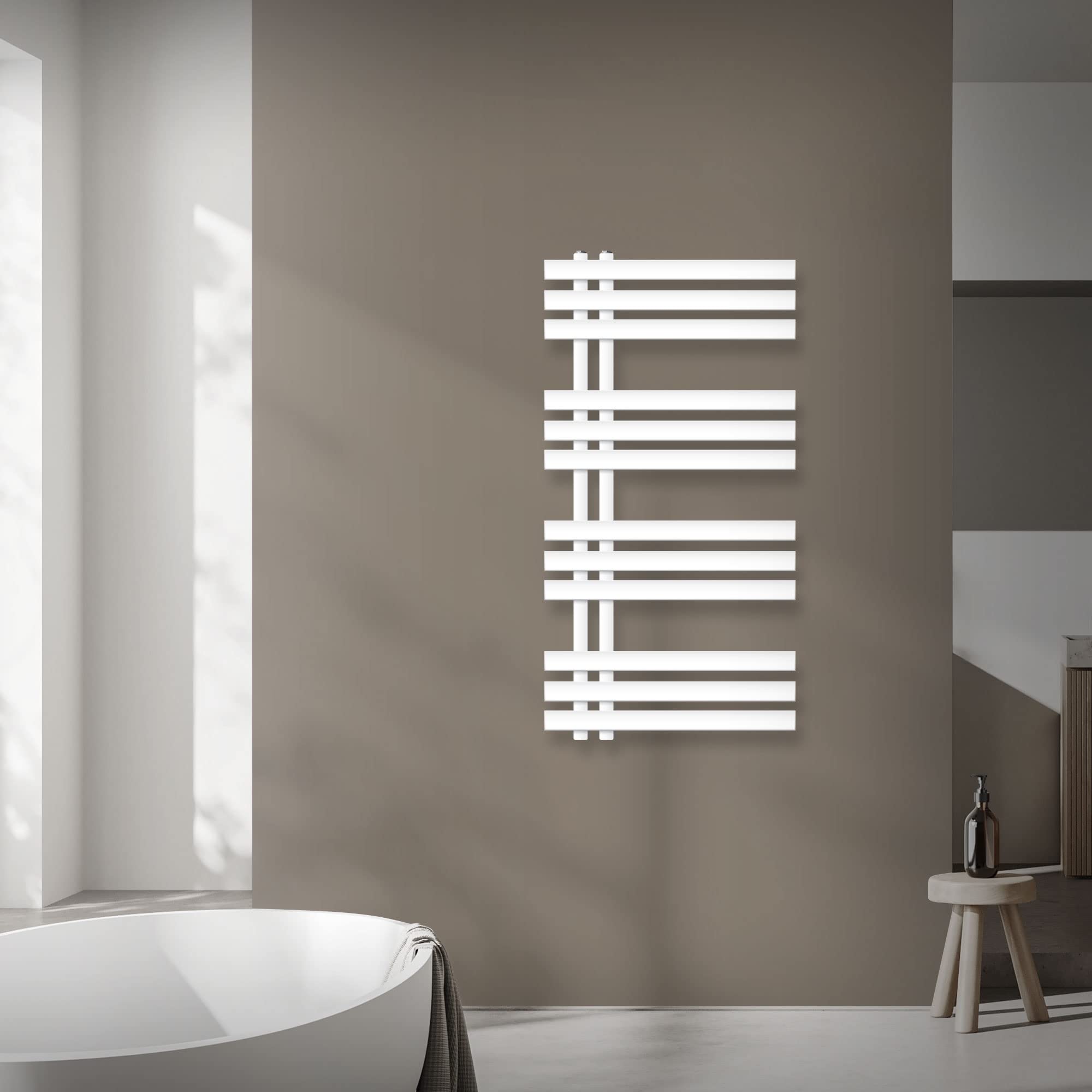 ECD Germany Radiatore da Bagno a Pannello Iron EM Design Elettrico 600W Scaldasalviette - 500 x 1000 mm - Bianco - Radiatore Elettrico 600W Scaldasalviette Asciugabiancheria 500x1000 mm