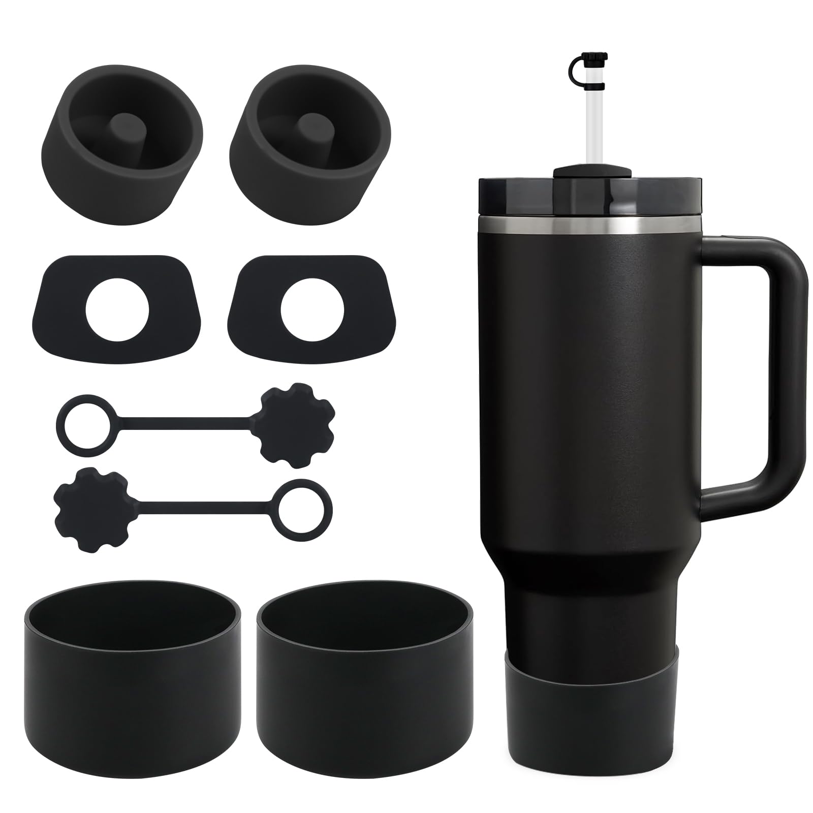 SALUOKE Cup Accessories 8 Pcs for Stanley Including 2 Straw Cover Cap, 2 Square Spill Stopper, 2 Round Leak Stopper