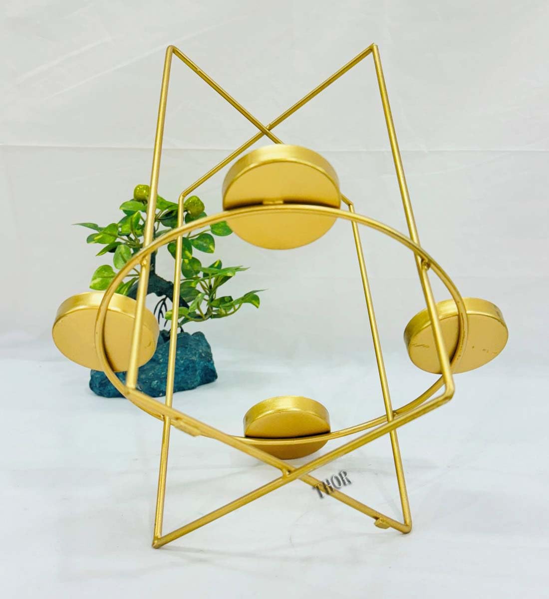 Tea Light Candle Holder for Home Decoration Tealight Candle Holders Stand with 4 Tea Light Candles for Home Living Room Table Top Centerpiece Decor