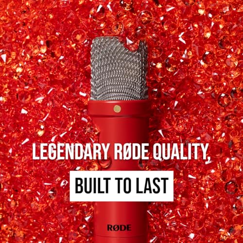 Image of RODE NT1 Signature Series Large-Diaphragm Condenser Microphone with Shock Mount, Pop Filter and XLR Cable for Music Production, Vocal Recording, Streaming and Podcasting (Red) | HF6 1 True Condenser Capsule, Cardioid, 4 Dba Self-Noise, 142 Db Max Spl, Includes SM6 Shock Mount, Pop Filter and 20' Xlr
