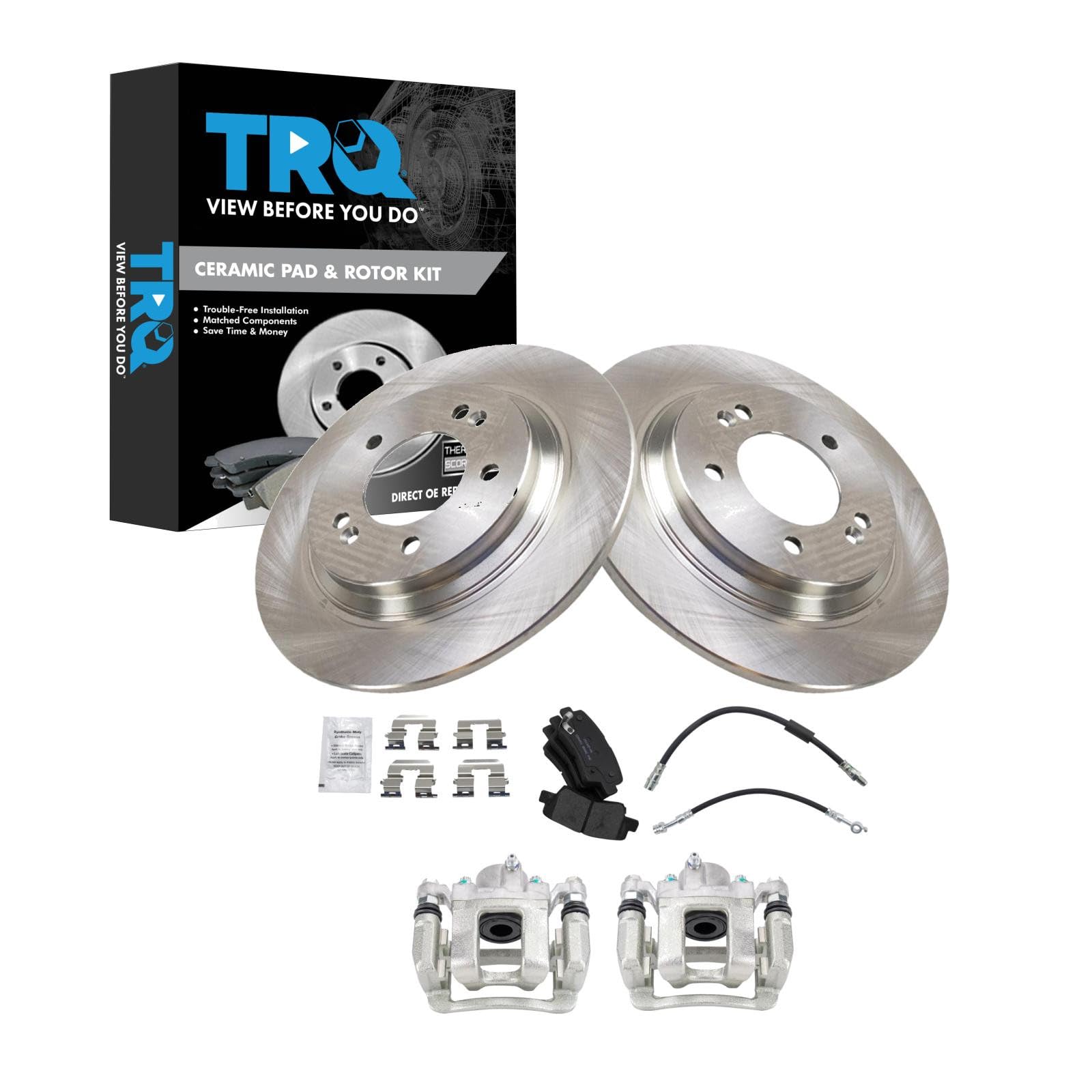 TRQ Rear Brake Pad &amp; Rotor Kit Ceramic