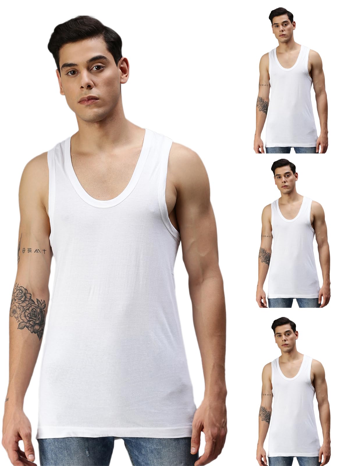 onn Men's Cotton Vest (Pack of 4)-picture-34