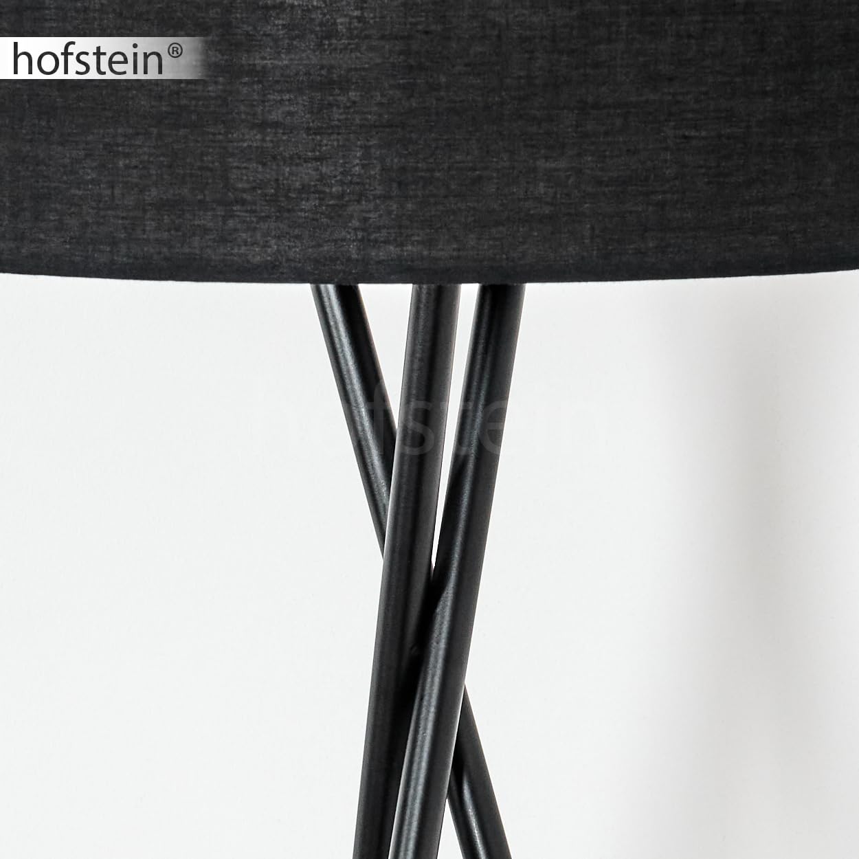 Stehleuchte Bassagoda, Stehlampe aus Metall/Stoff in Schwarz/Weiß, Leuchte im modernen Design mit rundem Schirm (Ø 40 cm) u. Fußschalter, Höhe 156 cm, 1 x E27, ohne Leuchtmittel