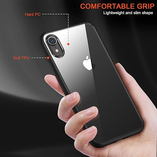 Miniatura 5 de TENDLIN Funda compatible con iPhone XR antiamarilleo parte trasera transparente y TPU Bumper Slim Case (negro)