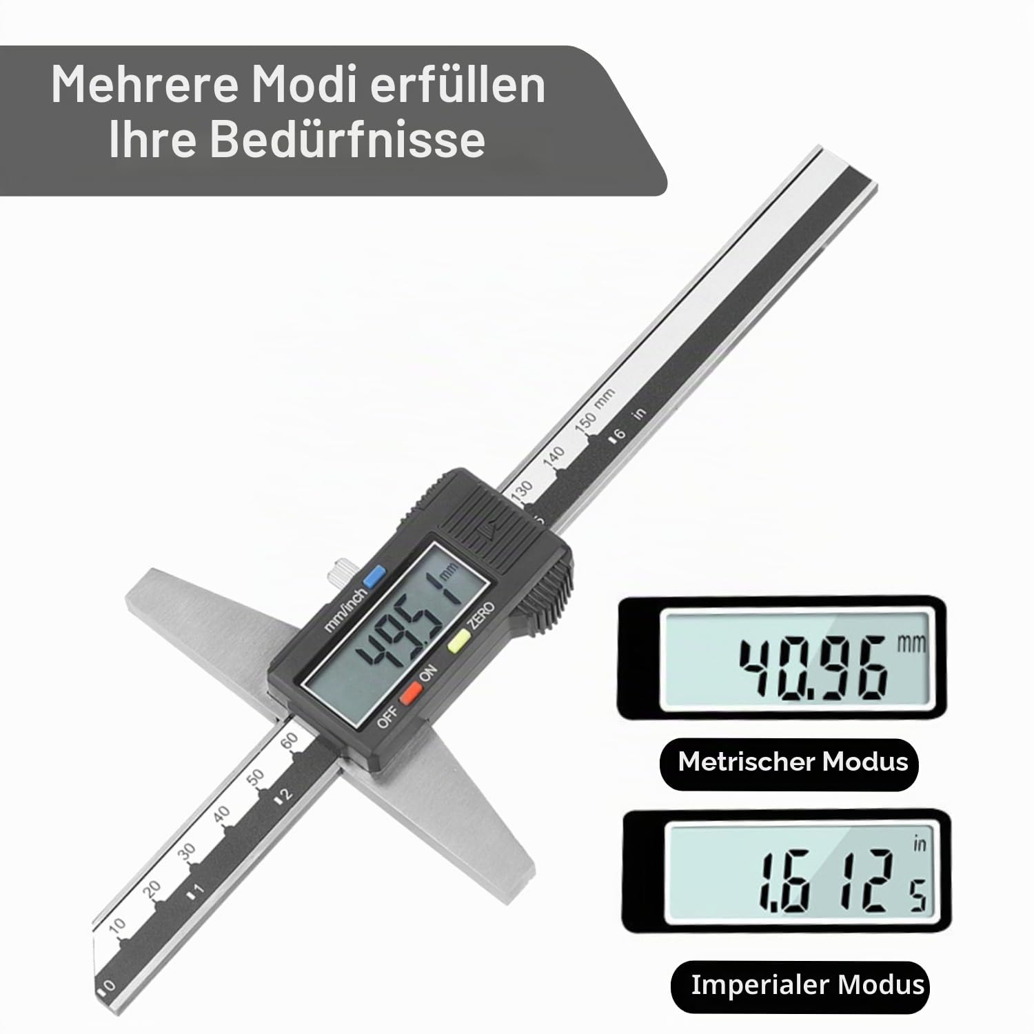 Digital Messschieber, 150mm/6 Zoll Digitale Schieblehre Messwerkzeuge Edelstahl Digitaler Tiefenmessschieber mit Großem LCD-Bildschirm für Haushalt und Industrie Messung Messlehre