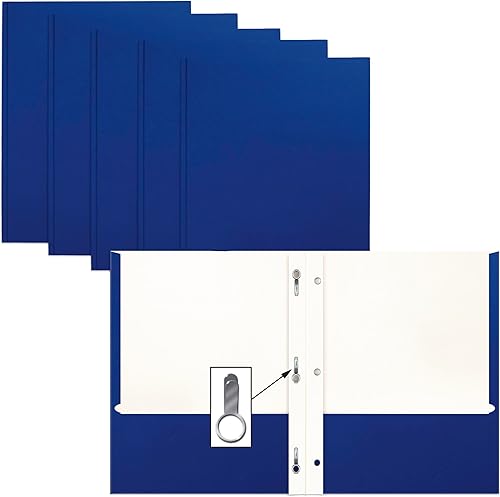 Miniatura 1 de Better Office Products Blue Paper - Carpetas de papel de 2 bolsillos con puntas, paquete de 50, textura mate, carpetas de papel tamaño carta,