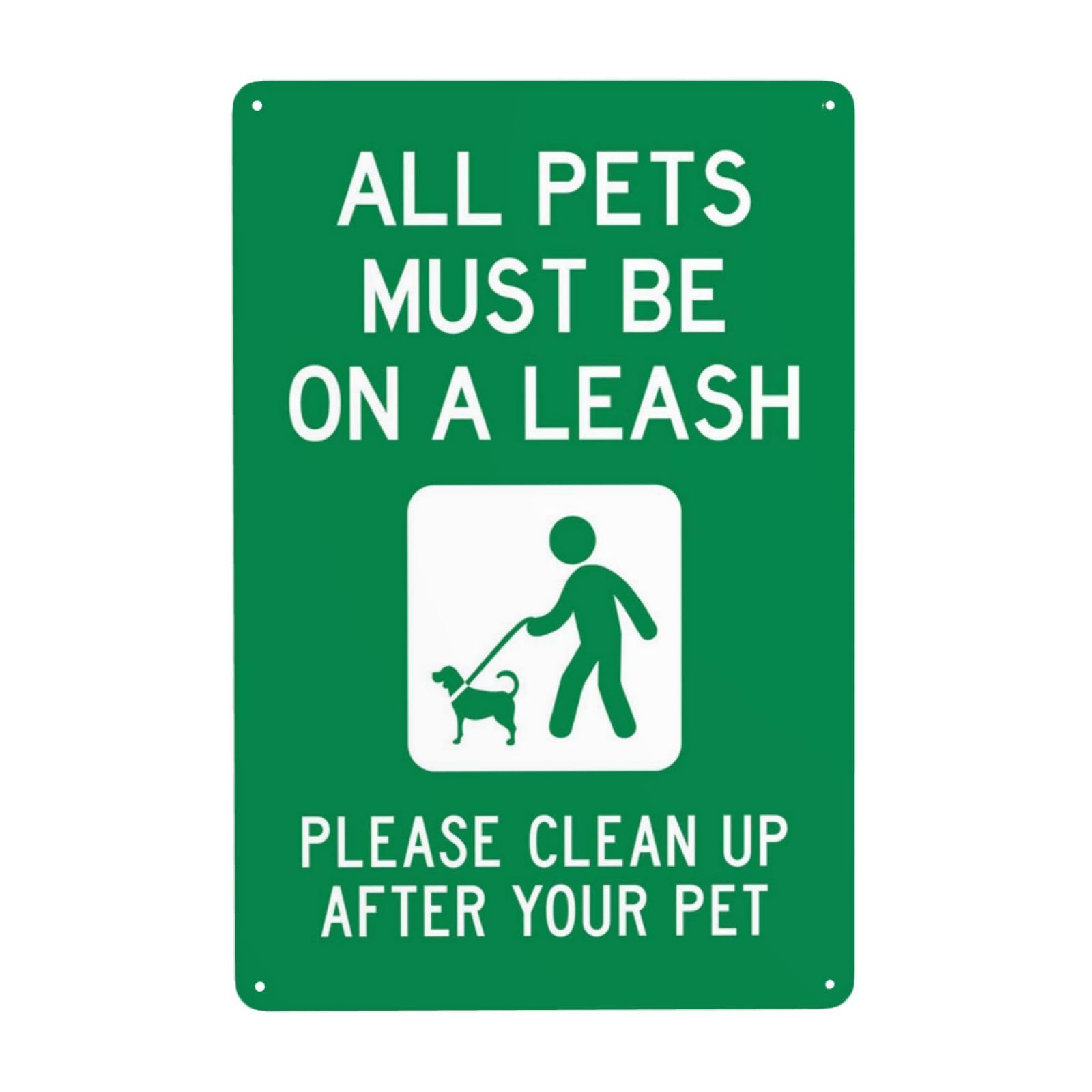 All Pets Must Be On A Leash Vintage Metal Dog Leash Warning Sign 12x8 Inch