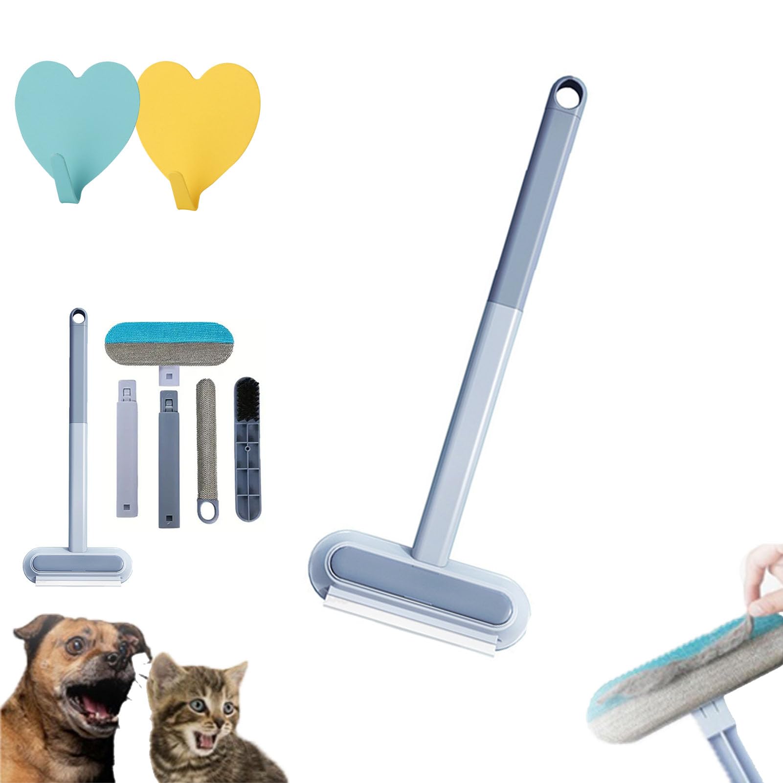 Lintlift Pet Hair Cleaning Brush With Squeegee, Piggycat Lint Lift Pet Hair Cleaning Brush, Cat Hair Remover Brush, 4 In1 Cat And Dog Hair Remover For Carpet Couch Clothing (1PCS)