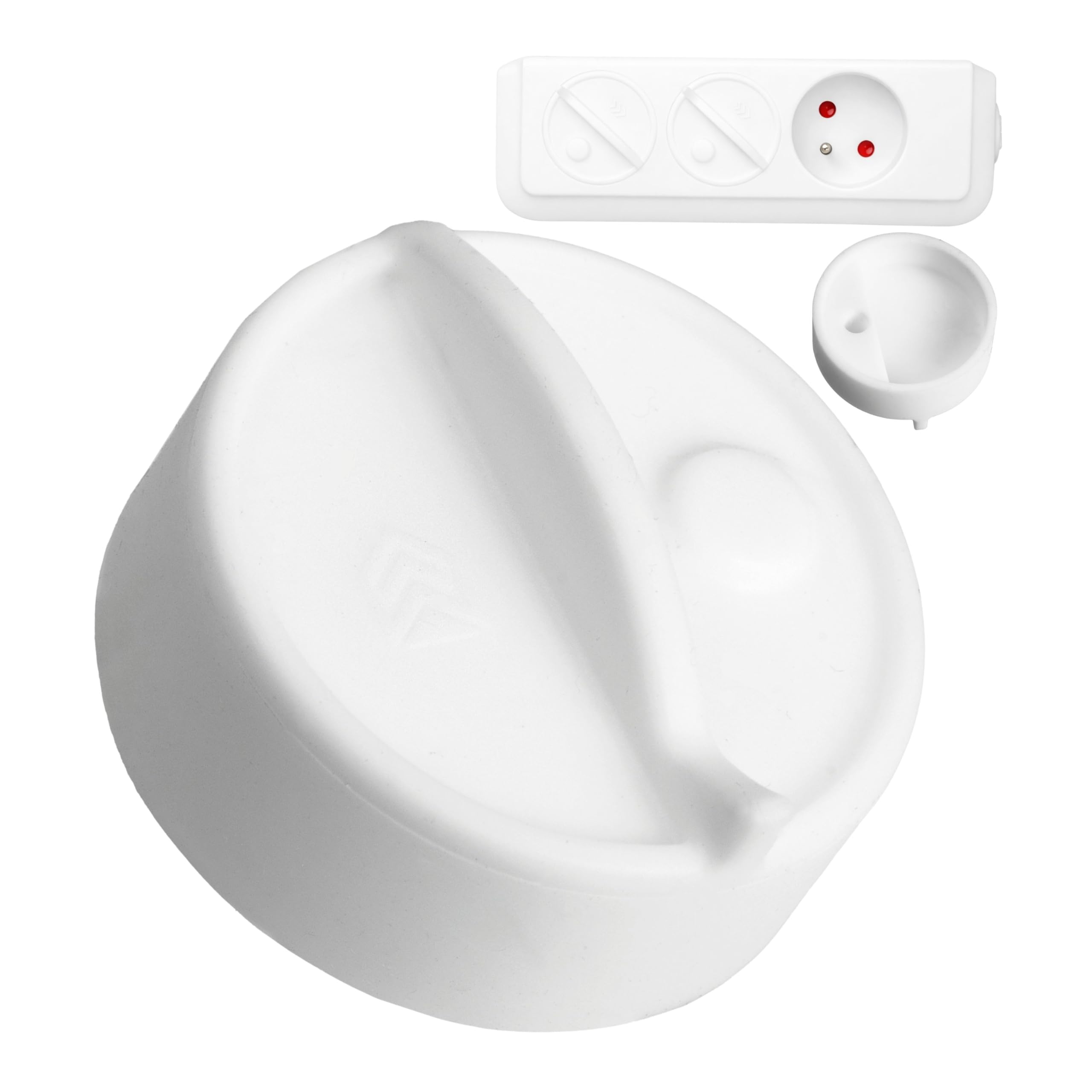 Cache-prise, 2 pièces, blanc, silicone, protection de la prise contre les éclaboussures, la poussière, couvercle de la prise type E France, capuchon pour les ouvertures de l'enrouleur de câble
