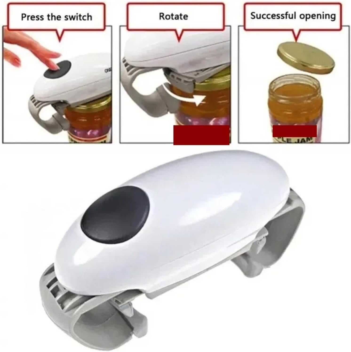 Fit for Electric Can Opener - Smooth Edge Automatic Jar & Bottle Opener for Effortless Kitchen Use(Black 1pcs)