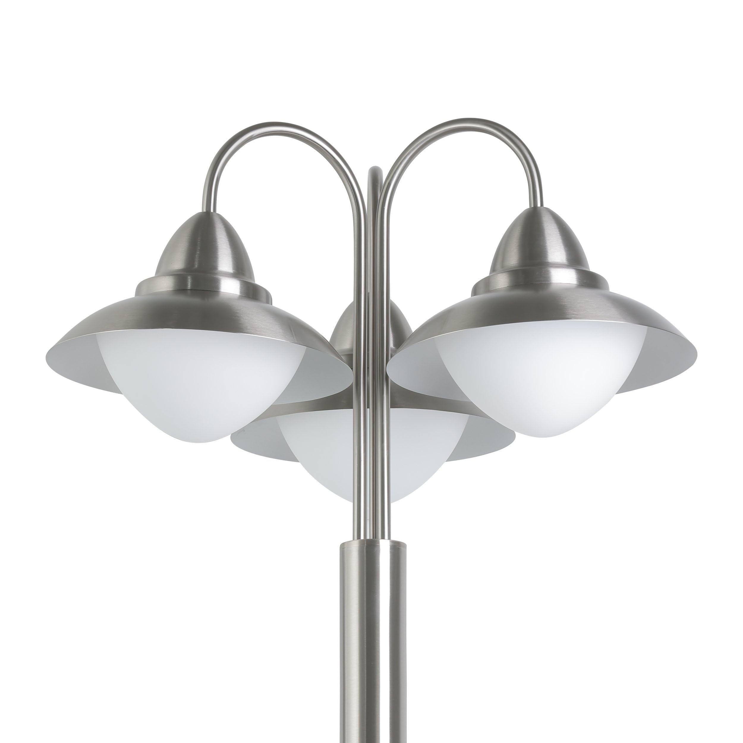 EGLO ogrodowa lampa stojąca Sidney, 3-punktowa lampa ogrodowa, lampa stojąca ze stali nierdzewnej, szkło: białe, matowy opal, kolor: srebrny, gniazdo: E27, IP44