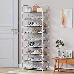 Sapateira Estante Organizadora Vertical 9 Andares para 27 Pares – Aço Inox Reforçado, Compacta e Desmontável – Ideal para Quartos, Closets, Corredores e Hall de Entrada