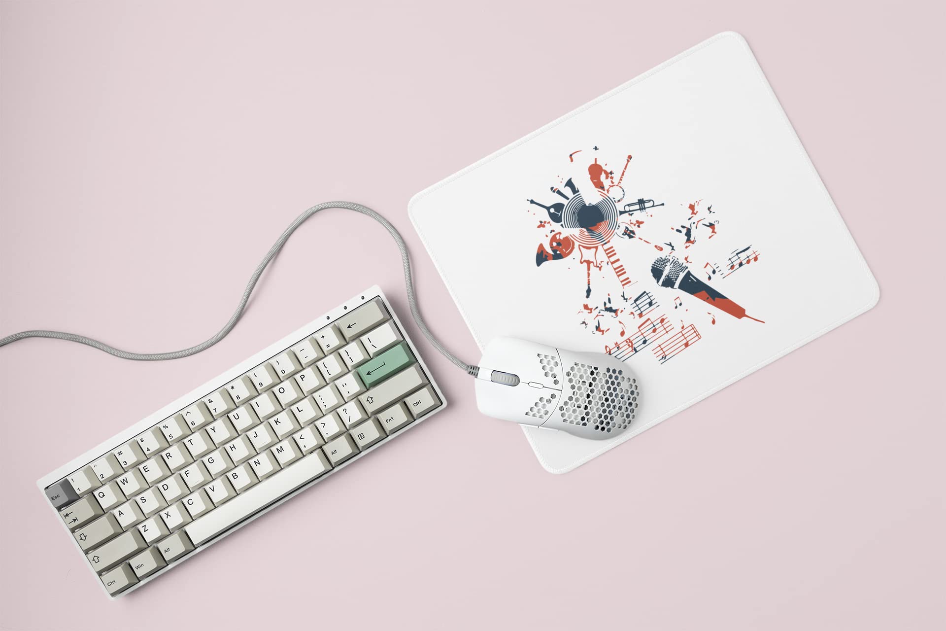 JD TRENDS Music Mania Printed Music Themed White Gaming mousepads for Music Lovers (20cm x 18cm)