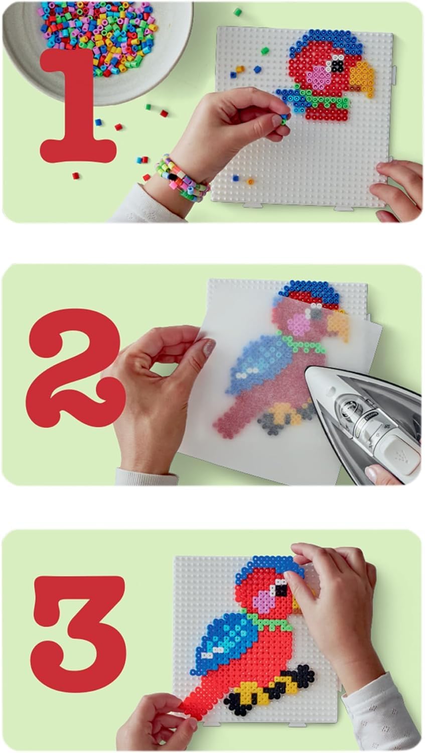 Hama Cuentas para planchar | 7 bolsas de 1000 cuentas: colores n.º 207-01, 03, 05, 09, 10, 12, 18 | Mosaik-Deko Art & Manualidades para niños creativos a partir de 5 años
