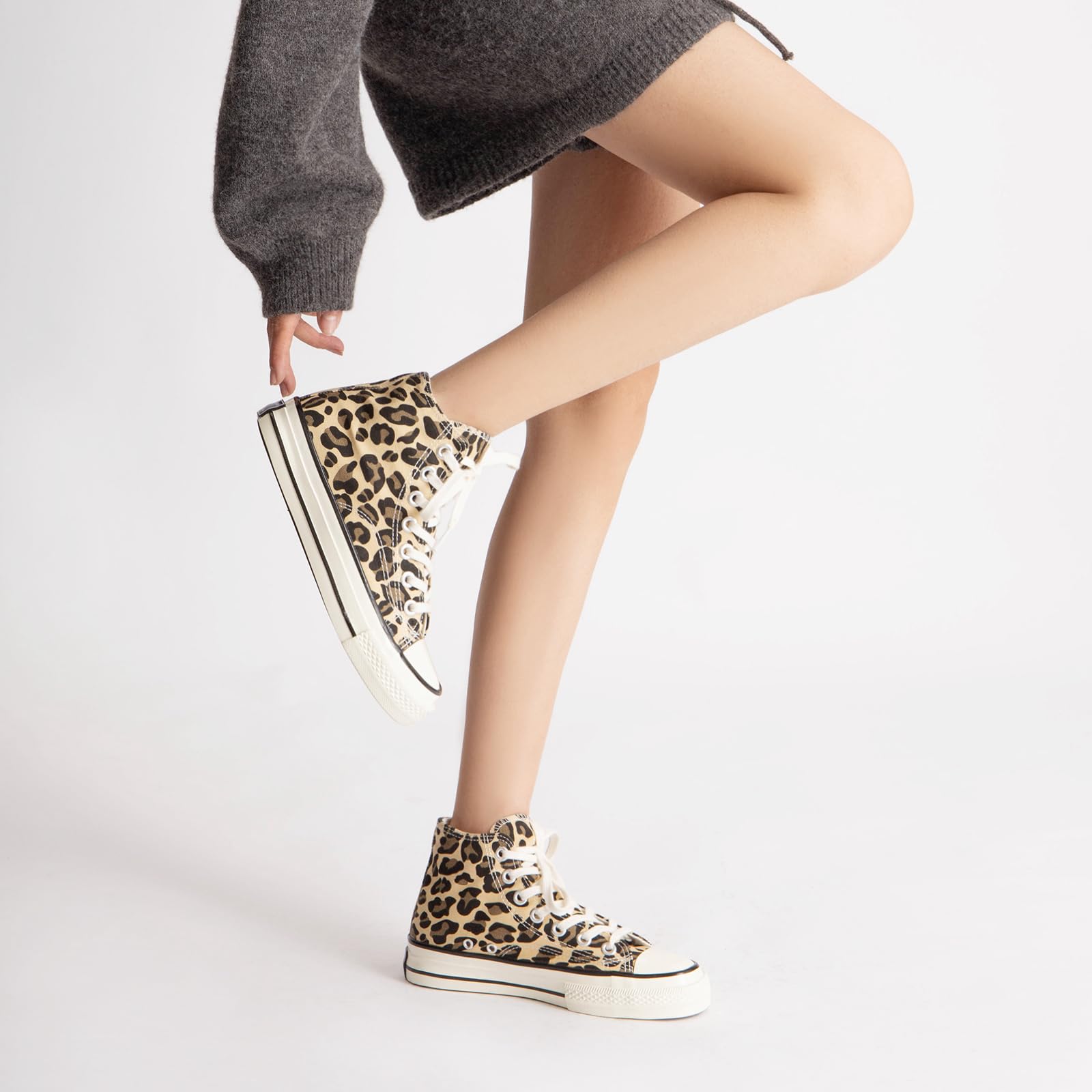 Damen High/Low Top Sneaker Fashion Leopard Espadrilles