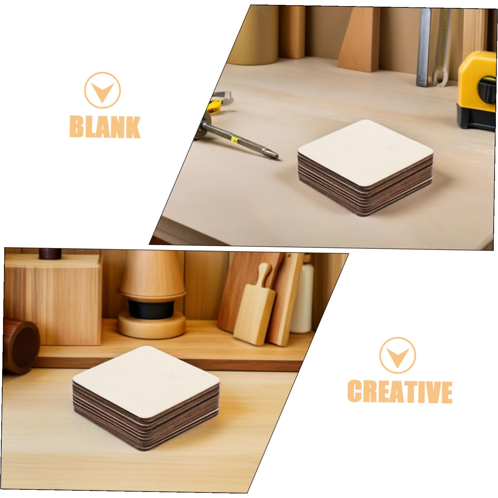 40 Piezas Cuadrados de Madera sin Acabado Piezas de Madera para Manualidades DIY Pintables para Decoración Hogar Cojinetes Adornos