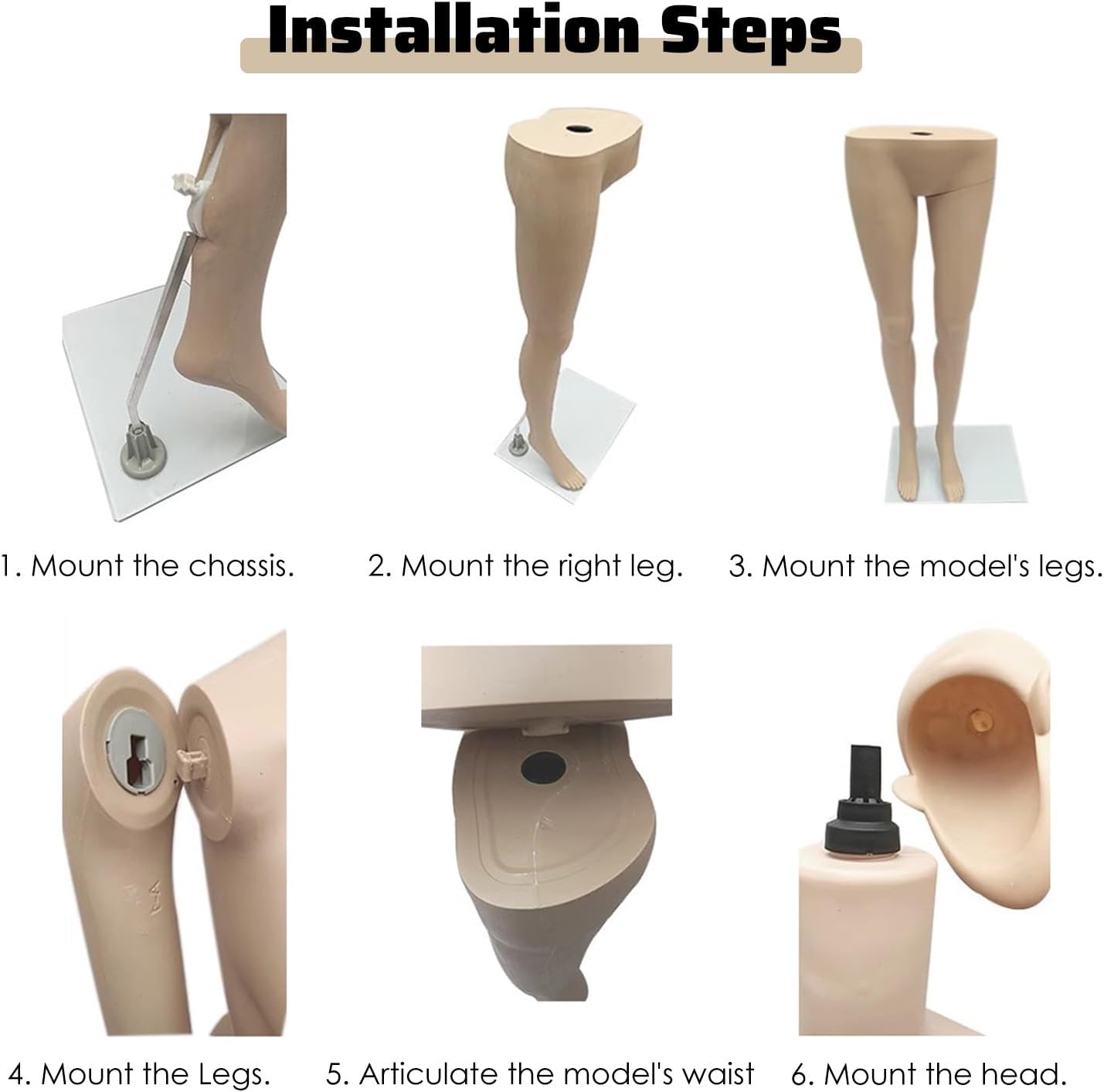 Adjustable Full Body Mannequin Dress Form for Women with Arms, Head, Legs, and Hands - Ideal for Clothing Shops and Displays, Long Hair Design, Plastic Dummy