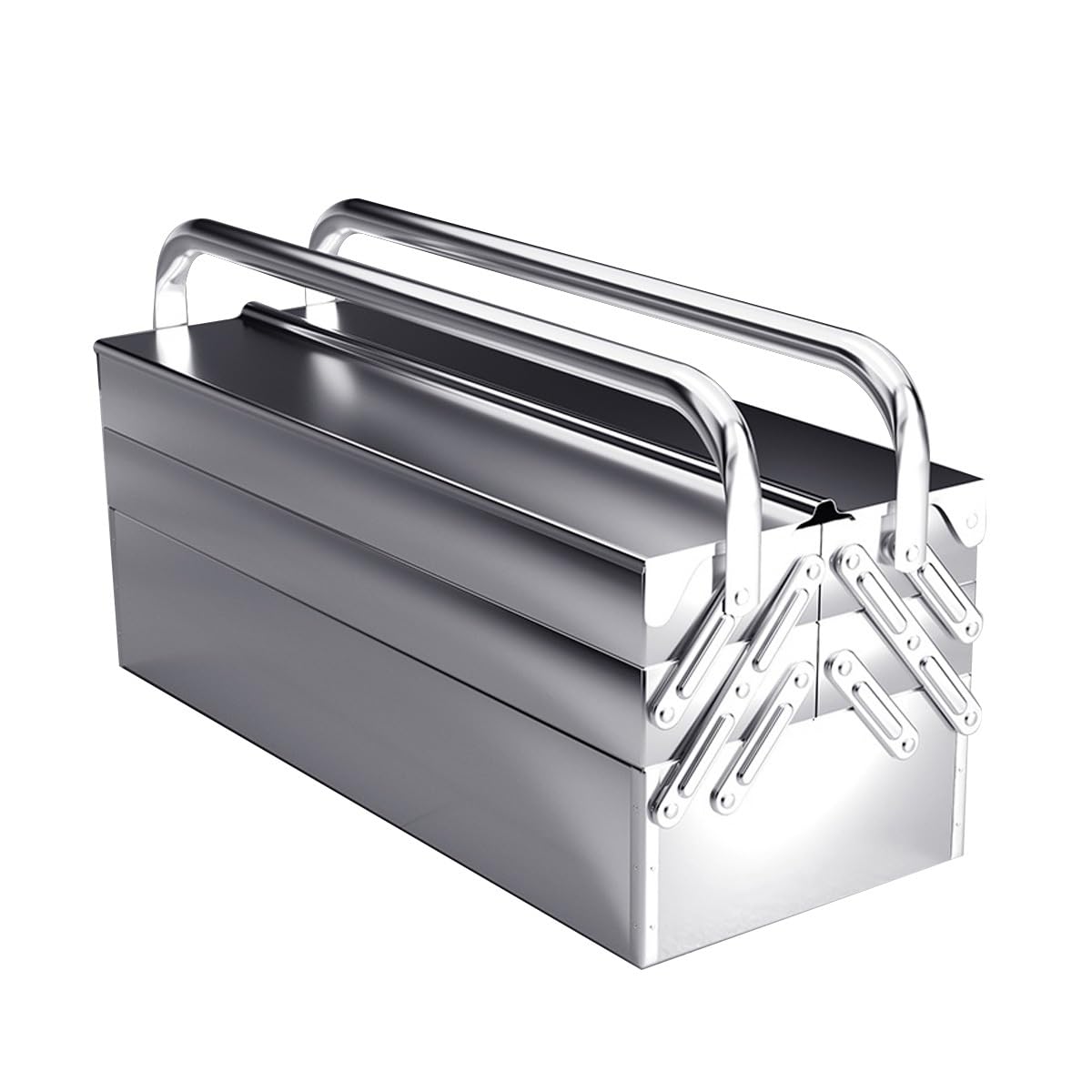 Cassetta degli attrezzi in metallo a 3 strati e 5 vassoi con maniglie a tutta lunghezza e design con foro di bloccaggio, cassetta degli attrezzi portatile da 21 pollici(3-Layer(L21''X W8''X H8''))