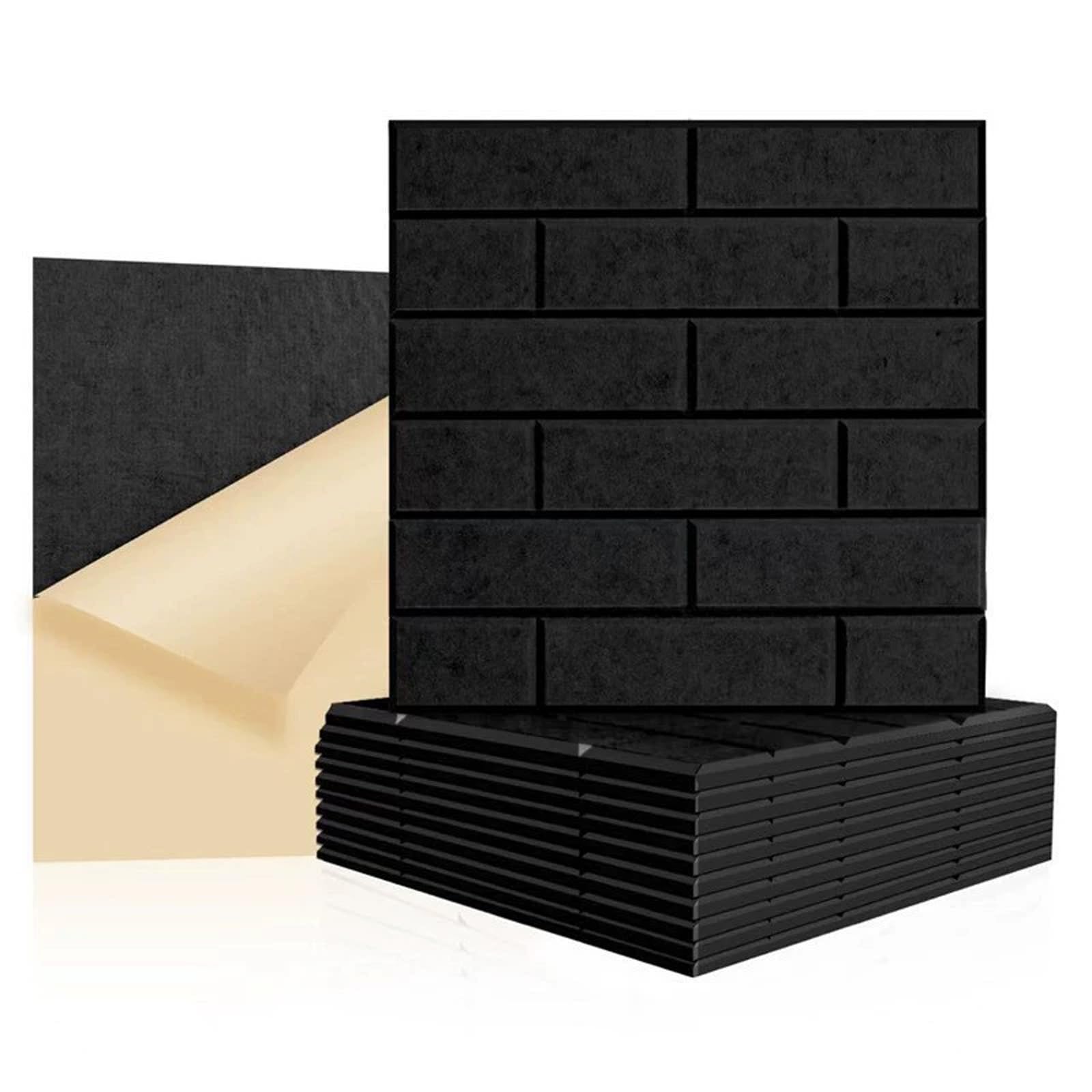 Tfaoys Black 12Pcs Square Brick Pattern Panels Sound Absorbing Panels Canceling Brick Panel For Wall Ceiling Acoustic Treatmen Acoustic Wall