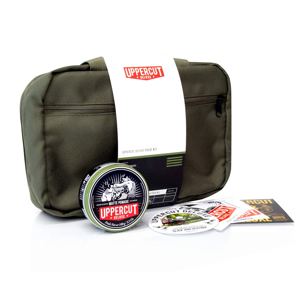 Uppercut Deluxe Field Kit Hair Styling Gift Set For Men - Includes Matte Pomade, Stylish Wash Bag and Stickers