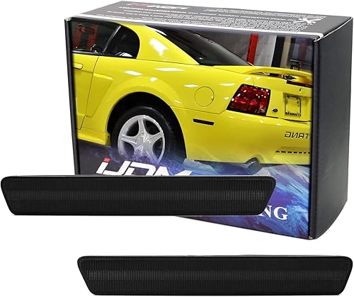 iJDMTOY OE-Spec - Conjunto de marcadores laterales de parachoques trasero con lente ahumada oscura compatible con Ford Mustang (1999-2004),