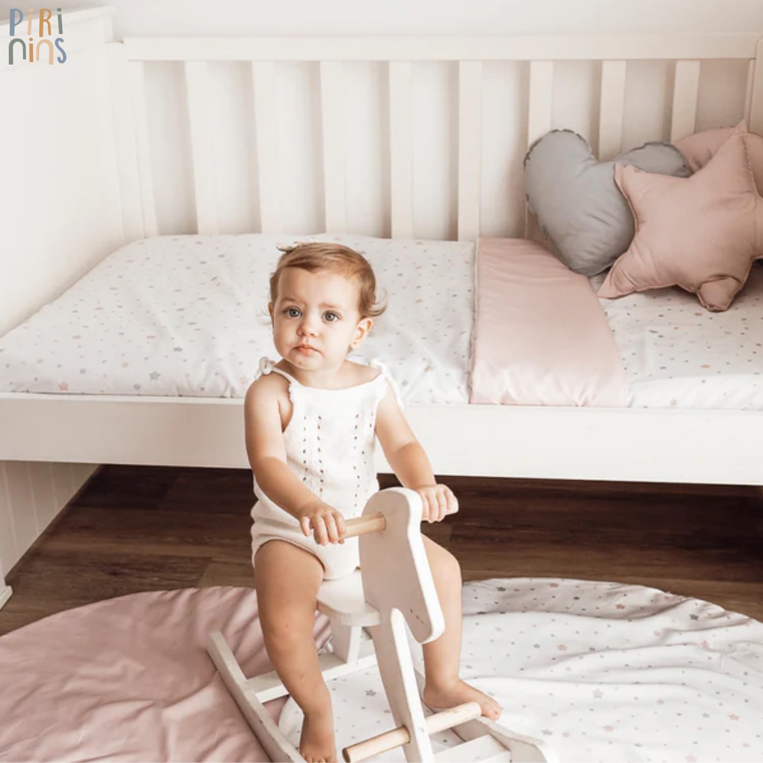 Housse de Couette 100% Coton Biologique pour Berceau d'enfant de 70 x 140 cm, réversible, prévention des Allergies, Ultra Douce, Collection Premium, Industrie espagnole (Étoile Rose)