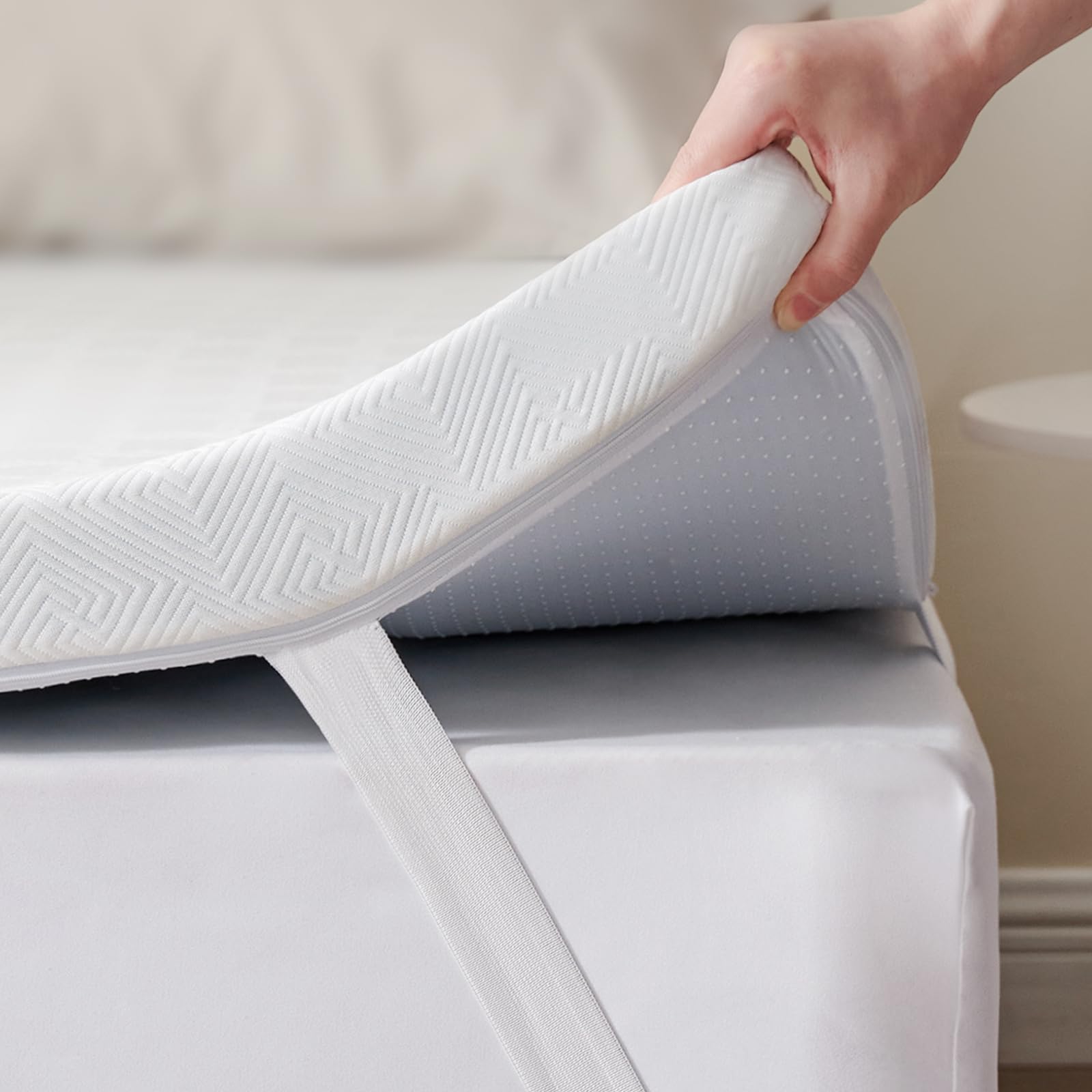 Athena - Topper Materasso Alto 5cm O 8 Cm. Correttore In Memory Foam Sfoderabile Con Rivestimento In Fibra Dargento Futon Ortopedico Singolo