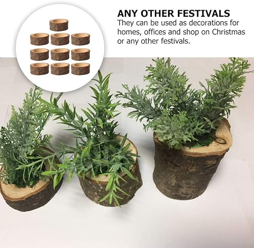 Miniatura 3 de BESTOYARD Paquete de 10 portavelas de madera para decoración de fiestas, bodas, Navidad, vacaciones, 2.1 x 1 pulgadas