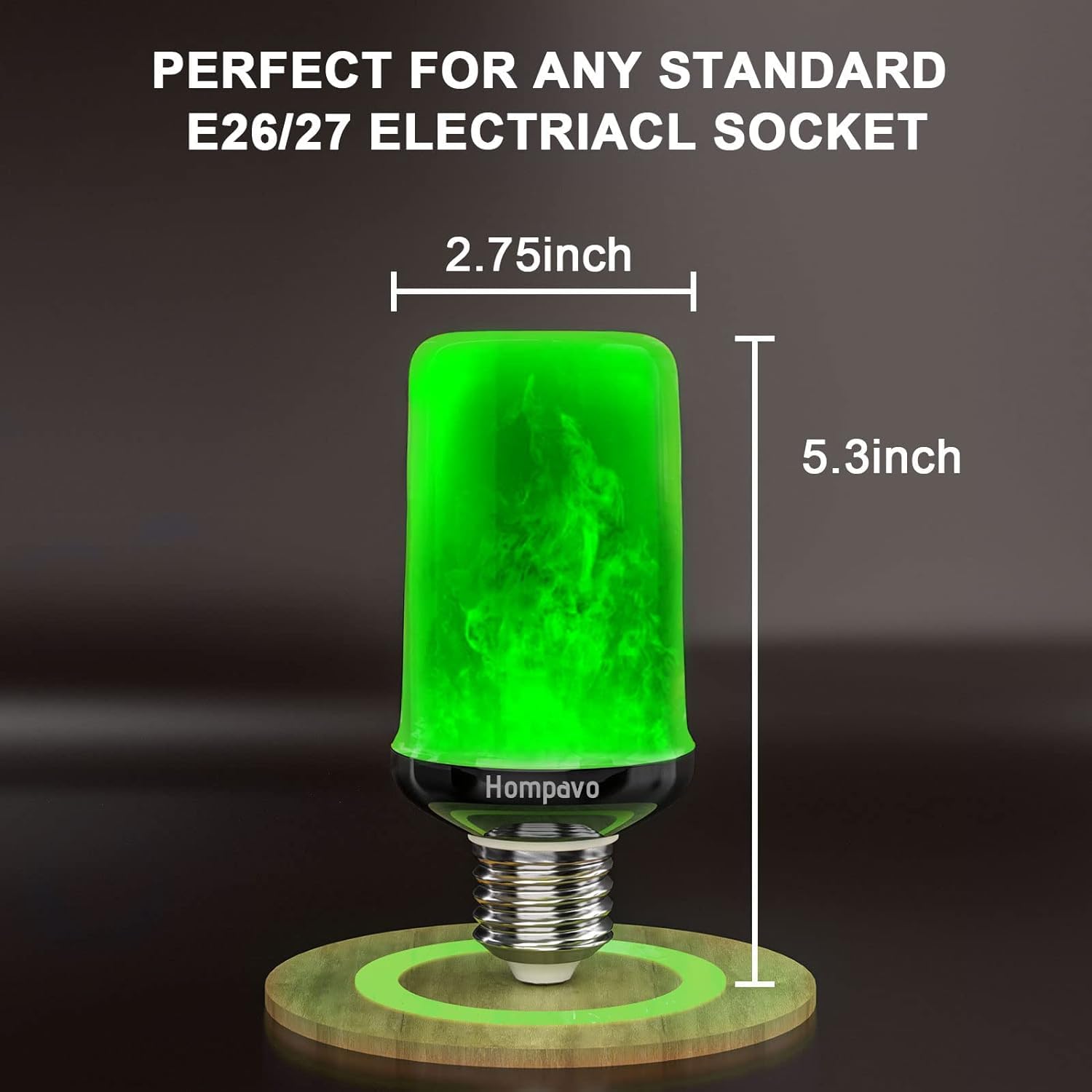 Hompavo - Focos LED con forma de llama, modo de cambio de dirección, sockets E26/E27, para interior y exterior, para fiestas de Halloween, Navidad en casa, paquete de 2, verde Decoraciones navideñas,