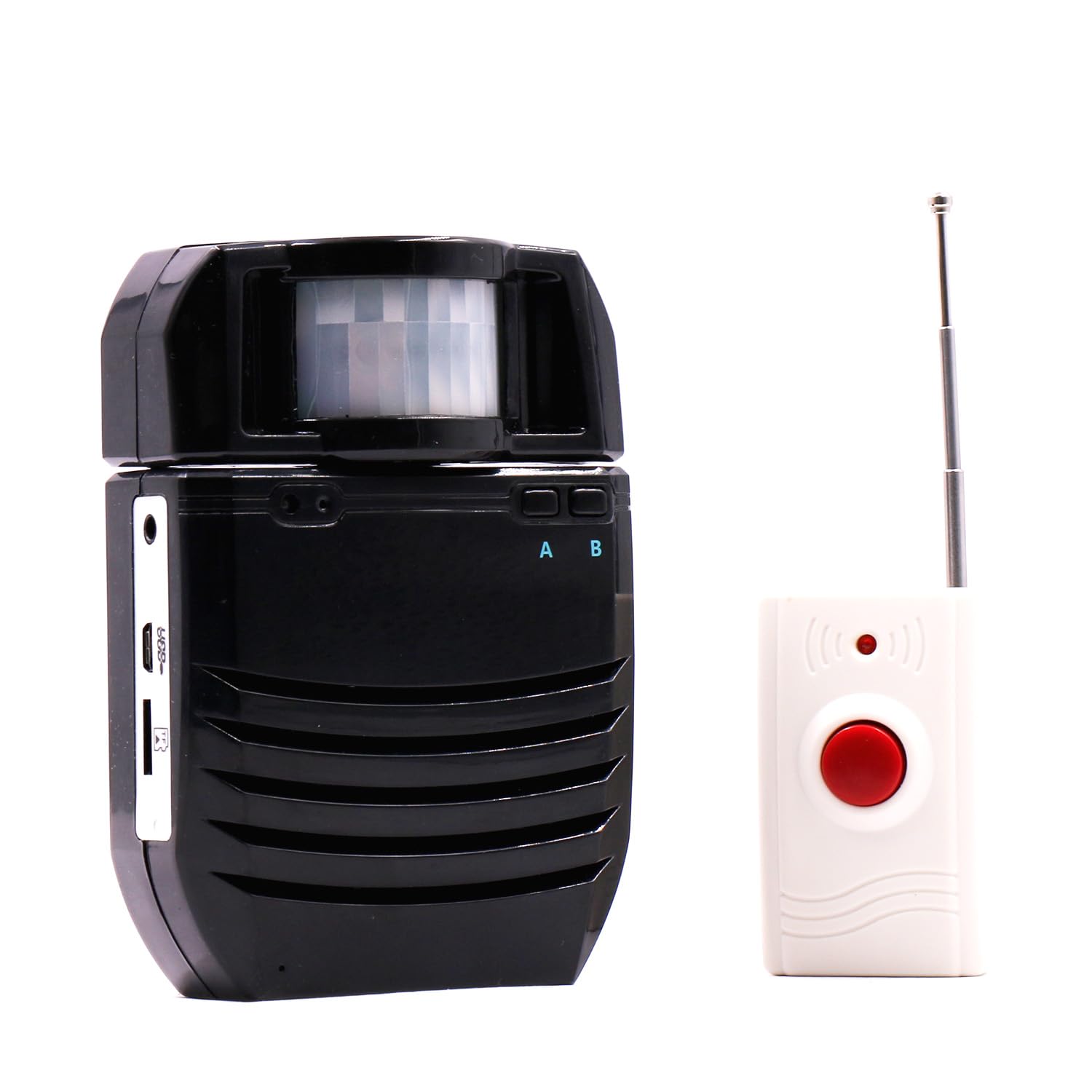 WaytronicPIR Infrared Motion Sensor Activated Sound Player Loudspeaker Alarm Motion Detector for Door Greeter Welcome Guests Entry Alert and Sales Advertising, (Black)