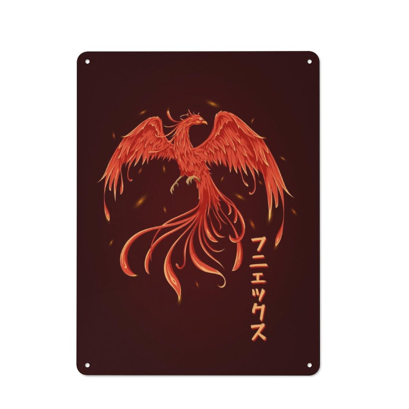 Junmoney Fiery Phoenix Tin Wall Plaque 40X30cm With For Guest Room Or Hallway, For Home Office, Studio And Craft Room Walls