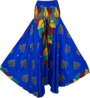 Mogul Interior Handmade Boho Navy Blue Wide-Leg Palazzo Pants – Flowy & Elegant SM