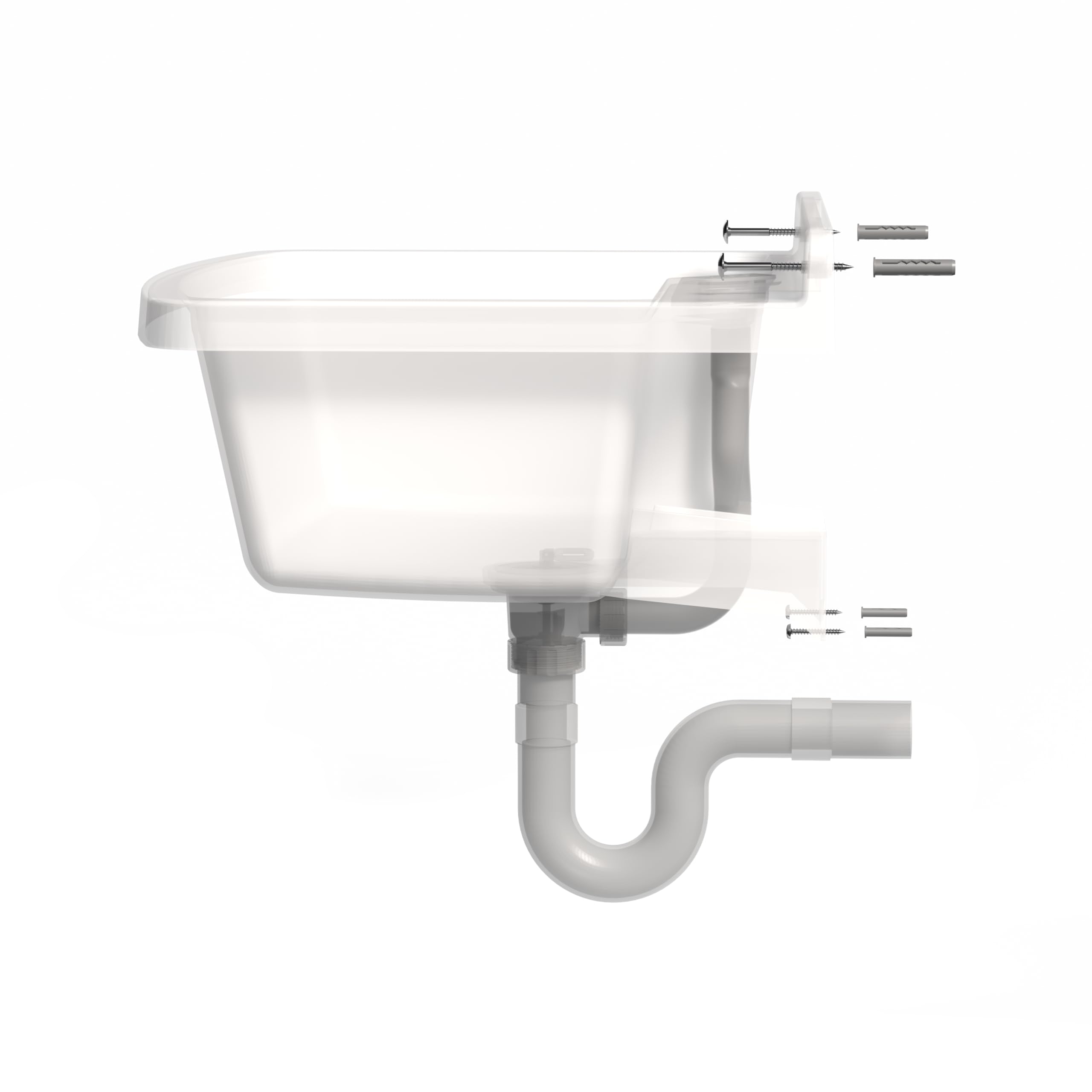 Adventa: Lavabo Multiuso Vela in resina di PP, Installazione a parete, Facile da montare, Kit di scarico incluso, Resistente, Indoor e Outdoor, 60 x 45 x 25 cm, Bianco