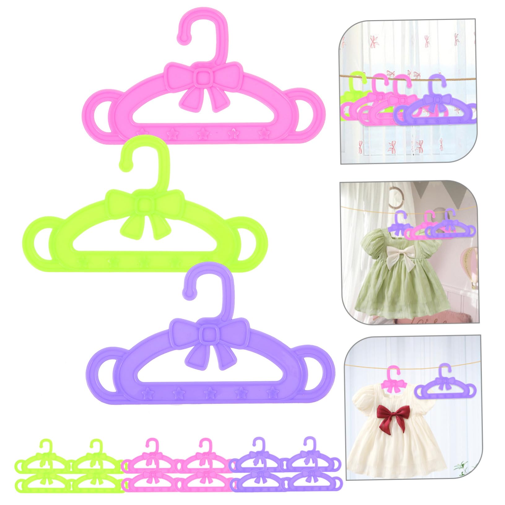 TOYANDONA para Accesorios de Muñecas para Ropa de Muñecas de Plástico de 18 Pulgadas 3 Colores Surtidos 15 Perchas en Habitación Infantil