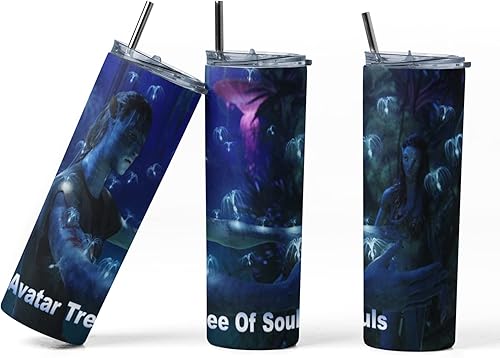 Avatar Way of The Water Movie 2 - Vaso recto de 20 onzas con tapa y popote árbol de las almas