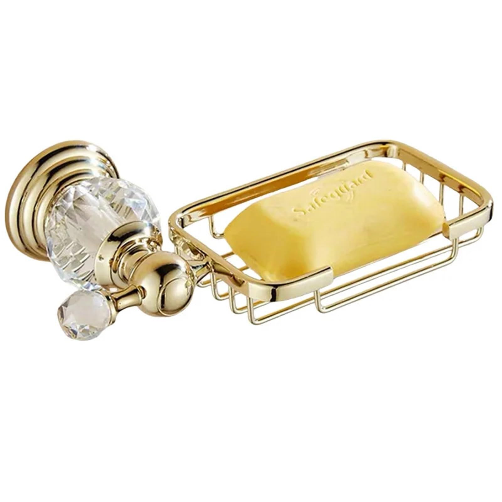 Portarotolo WC adesivo con mensola Set di accessori da bagno in ottone | Collezione di ferramenta da bagno in cristallo a parete(Soap basket)