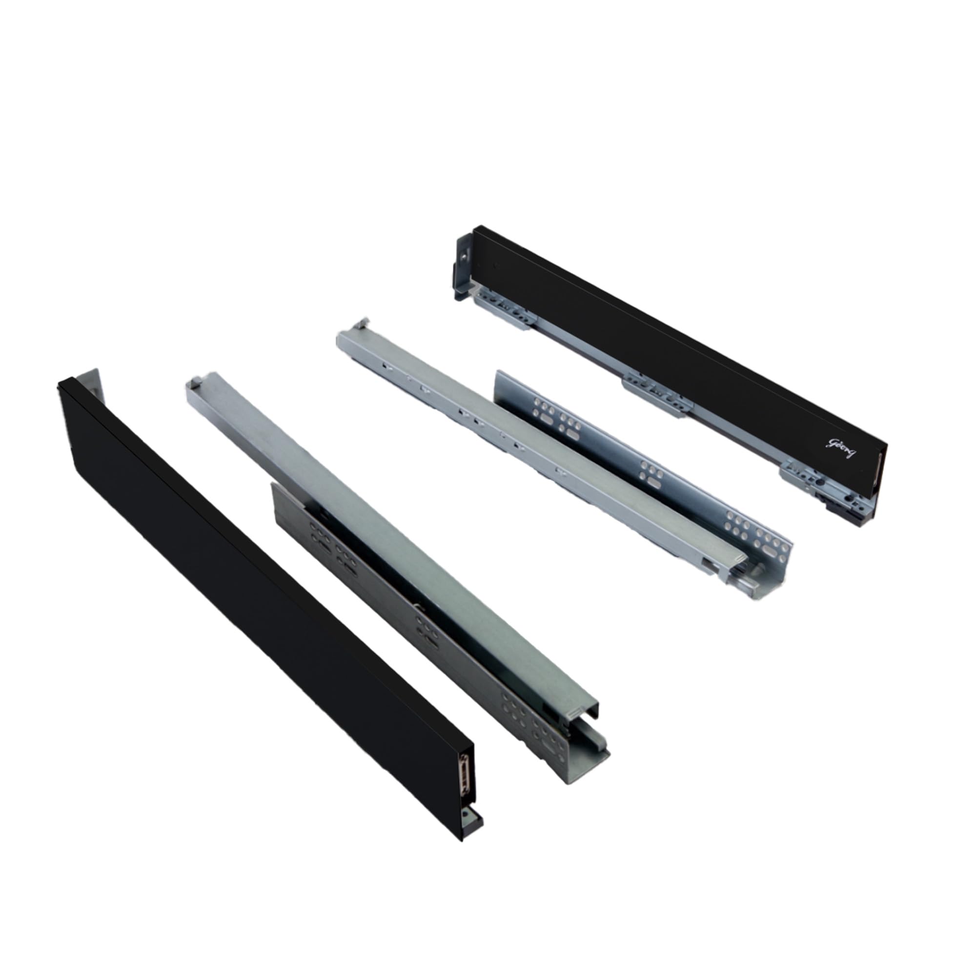 Slim Ergo Drawer System | Soft Close Slim Drawer Slides | 40 Kg Load Capacity | Ultra-Slim Side Panels | for Kitchen Cabinets & Modular Furniture | Available in 4 X 20, Black-image-36