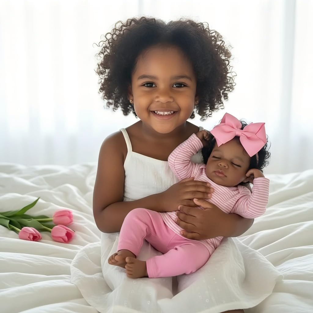iCradle Reborn Baby Dolls Black Girl, 20 Inch Realistic Newborn Baby Dolls that Look Real, Vinyl African American Reborn Baby Doll with Soft Body Best Gift for Kids Age 3+