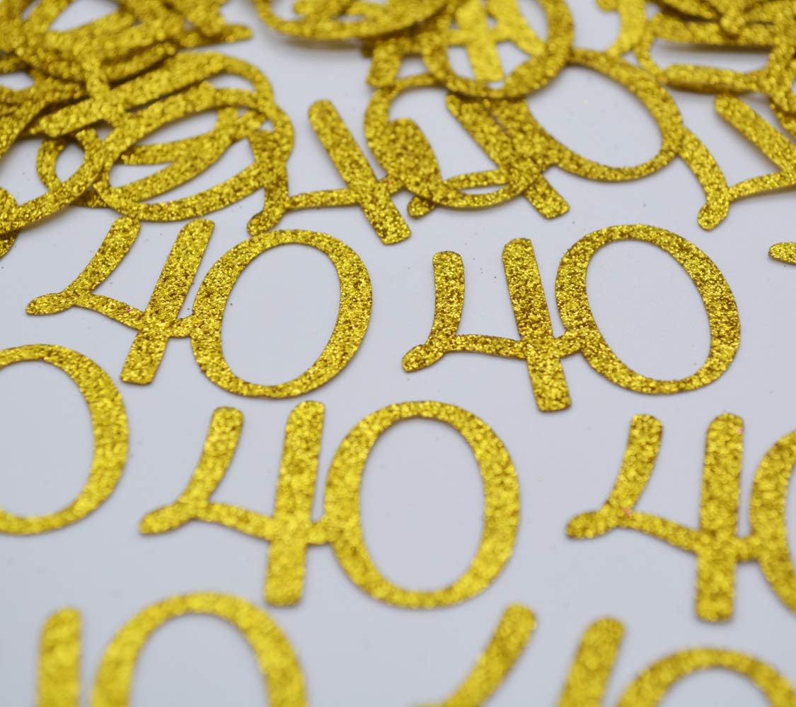 100Pcs Number 40 Confetti, 40th Birthday Table Decorations | Happy 40th Anniversary Party Decorations, Gold Glitter