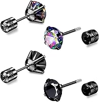 Vista 12 de SmileBelle 2 pares de aretes de perlas, aretes de titanio con parte trasera plana, rellenos de calcetín para mujer, aretes hipoalergénicos para Gold